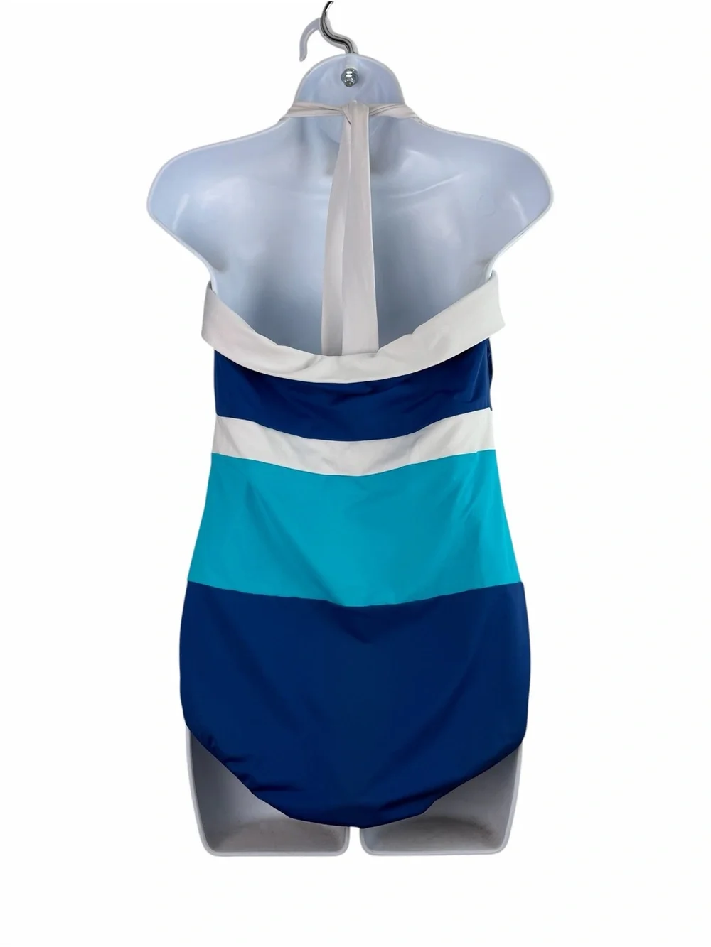 Lauren Ralph Lauren | Blue White Teal Stripe Halter Tie Swimsuit